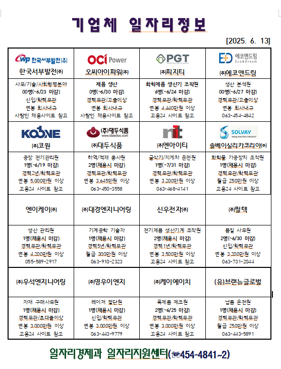일자리정보(6.13.)