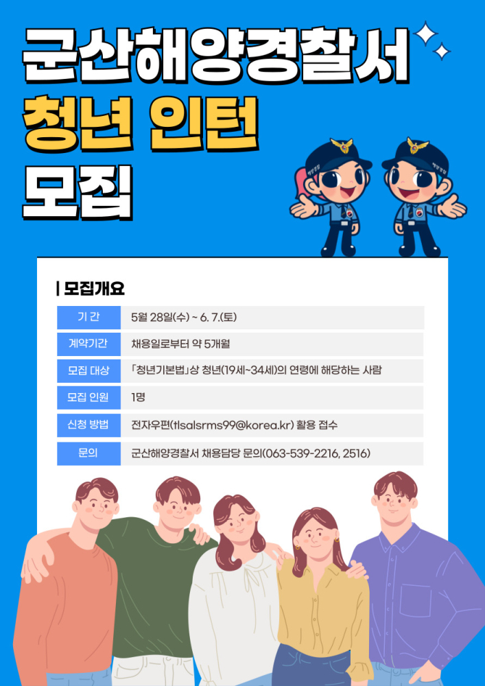 2025년군산해양경찰서청년인턴모집공고포스터