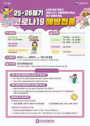 2025-2026절기 코로나19 및 인플루엔자(독감) 예방접종 무료접종 안내